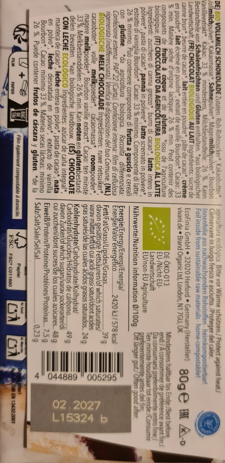 Chocolat extra fin au lait